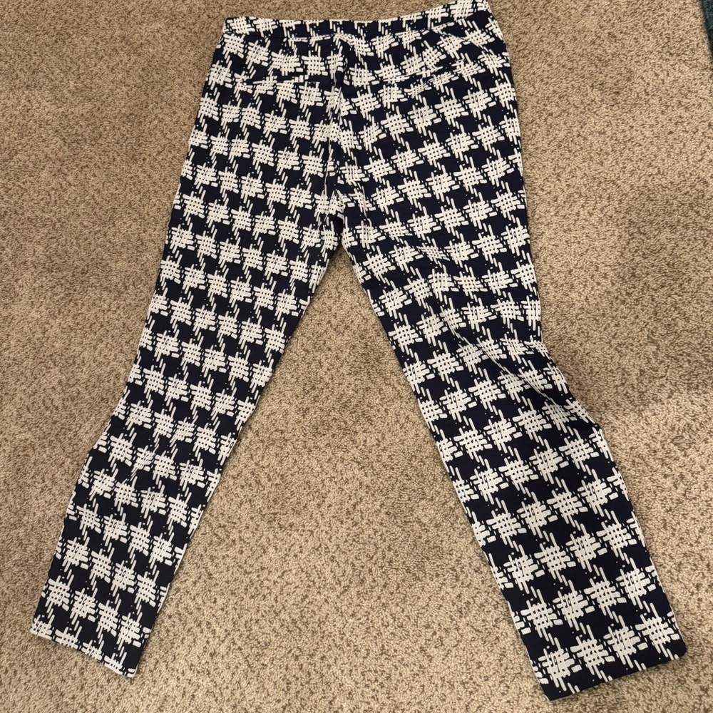 Zara Basic Navy Houndstooth Slim Ankle Pants | Y2… - image 8